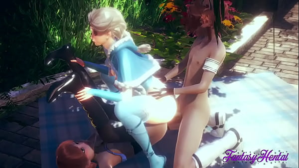 Frozen Hentai – Elsa und Anna werden zu dritt gefickt und gefingert – Anime Manga Japanischer Disney-Porno