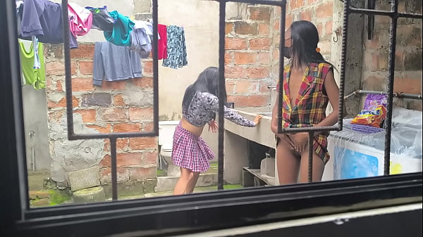 Housewives make homemade porn after doing laundry at home. They'_re hot sluts.