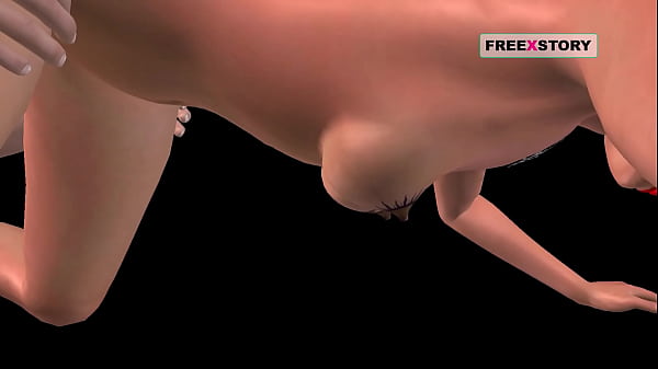 Vídeo porno animado de una india de pie en posición de perrito y un hombre le lame el coño y luego le mete el puño en el coño